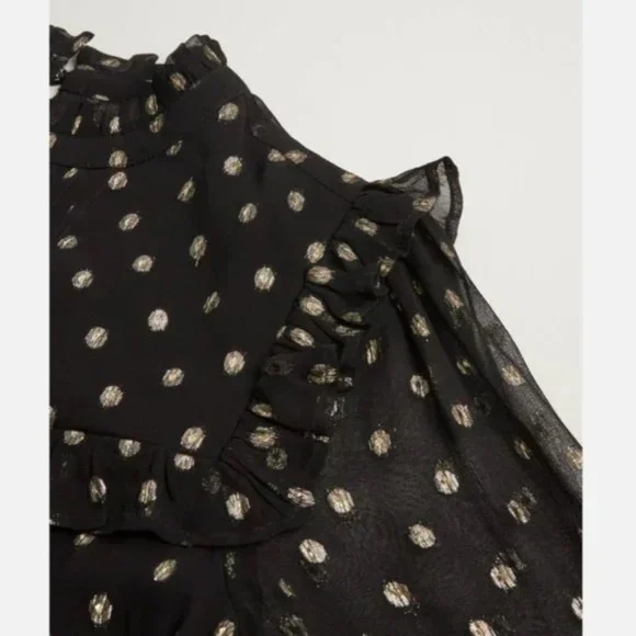 Oliver Bonas Metallic Foil Spot Print Black Mini Shift Dress (size 6) - Picture 6 of 12